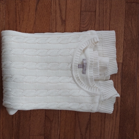 Woman Within White Crew Neck Cable Knit Sweater 1X - Picture 9 of 9